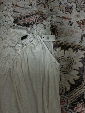 Lane Bryant Crochet Trim Sleeveless Tank Top - Cream